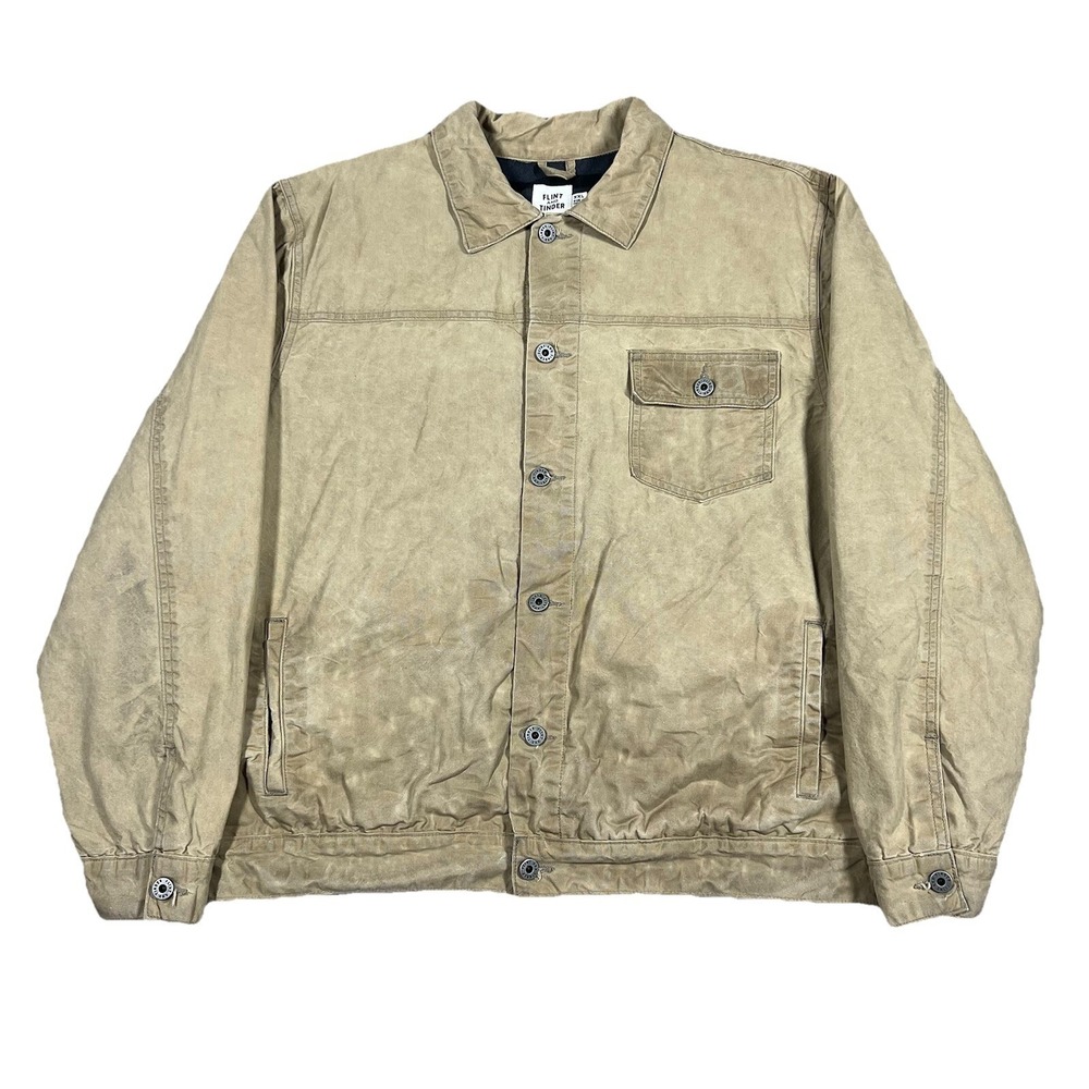 Flint And Tinder Waxed Canvas Trucker Jacket Mens XXL Brown Flannel Lined USA